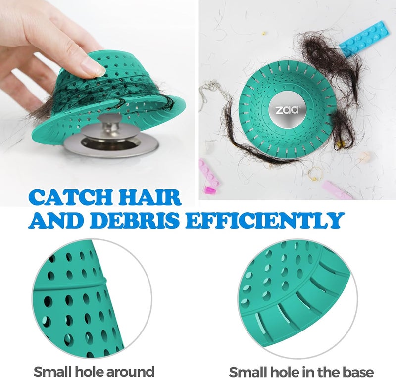 zaa Bathtub Drain Hair Catcher, Silicone Collapsible 1 Pack Drain Protector for Pop-Up and Regular Drains of Shower, Bathtub, Tub, Bathroom, Sink, Mint Green - Image 4